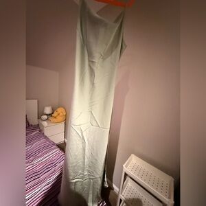 Light Mint Green Satin Maxi Slip Dress